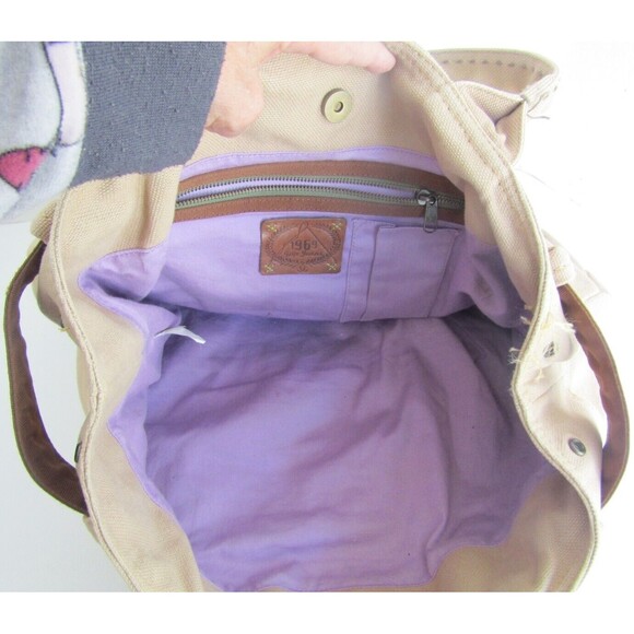 1969 Gap Jeans Shoulder Bag Large Tan Canvas Jeans Tote Bag Purse Womens - Picture 7 of 8